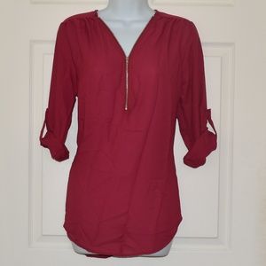 Zipper Chiffon Blouse